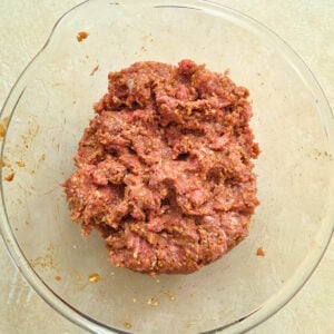 Ground beef combined with a panade.