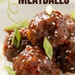 Pinterest image for sweet and sour meatballs.