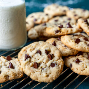 Stack of 100 Good Cookies on a wire rack.