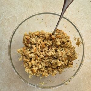 Stove Top Stuffing mixed with chicken stock