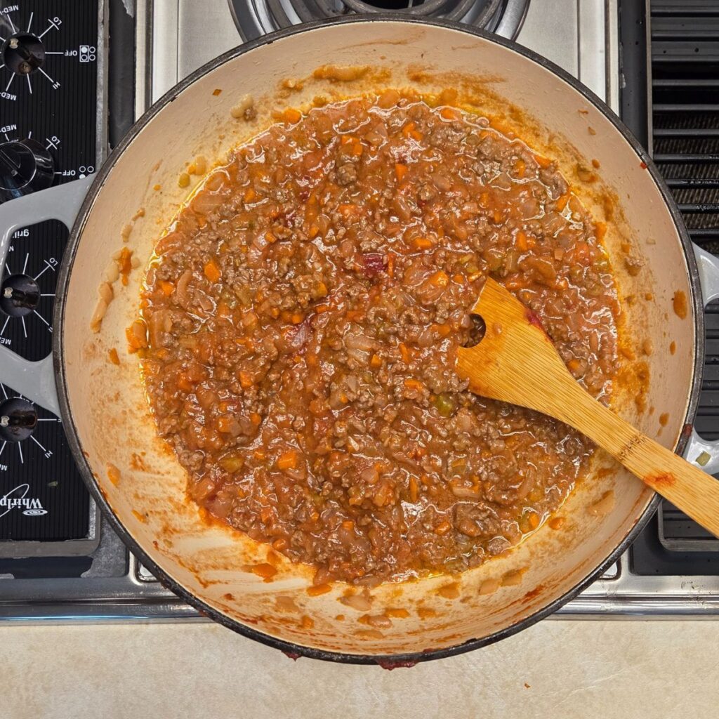 tomato paste added to the bolognese sauce 