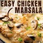Pinterest image for easy chicken marsala.