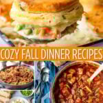 Fall dinner recipe round up pin image with text overlay