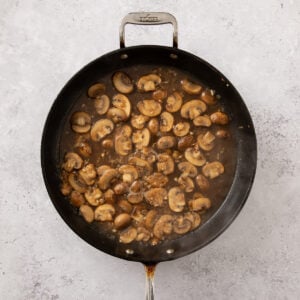 marsala wine poured into the mushrooms