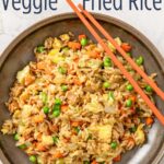 Pinterest image of vegetable fried rice.