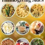 Thanksgiving Sides in round frames with text overlay for Pinterest