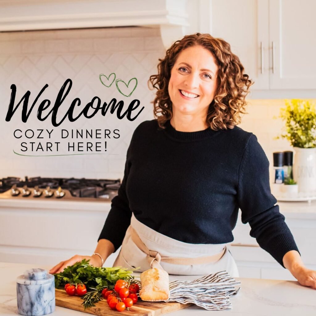 Welcome, Cozy dinner starts here with a picture of Susie Weinrich in the kitchen 