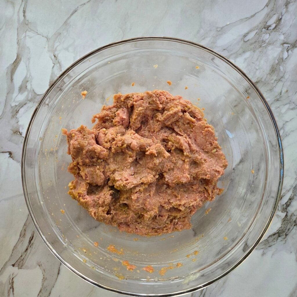 Ground turkey mixture combined with panade.