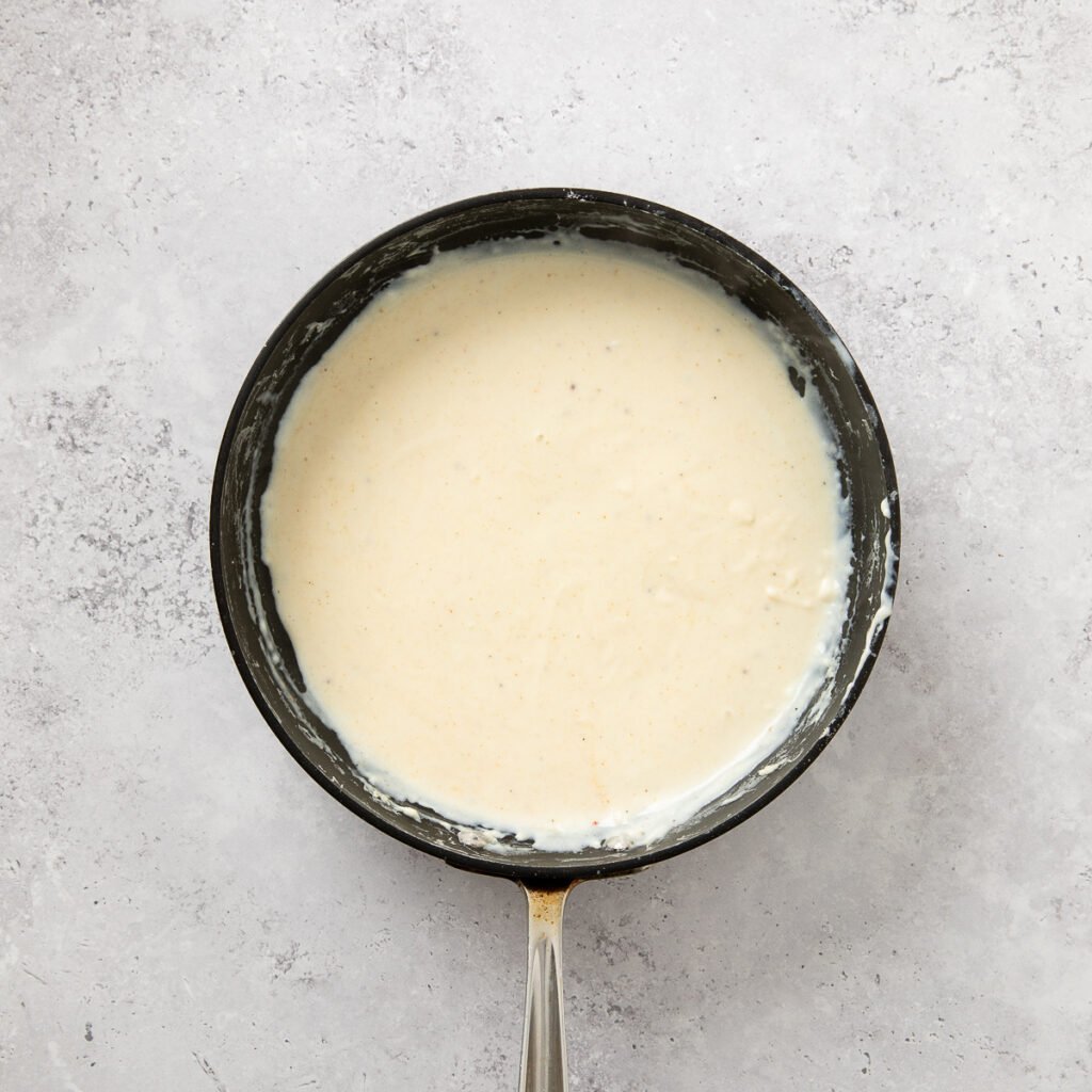 Thickened gravy in a skillet for country fried steak.