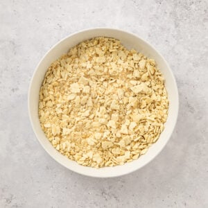 Bowl of crushed ritz crackers.