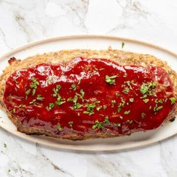 Meatloaf glaze in an overhead picture